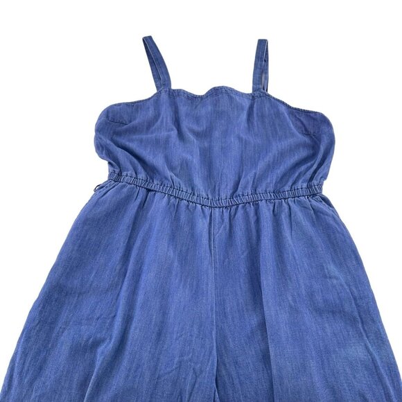 Old Navy Jumpsuit Blue Chambray Denim Pockets XL Elastic Waist Square Neck - Picture 8 of 16